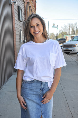 Mineral Washed Knit Top W/Pocket