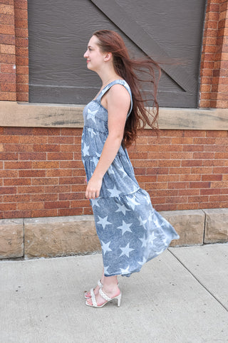 Mineral Washed Star Printed Maxi