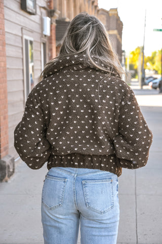 Mini Heart Fleece Zip Bomber