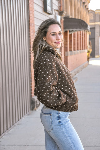 Mini Heart Fleece Zip Bomber