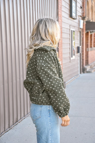Mini Heart Fleece Zip Bomber