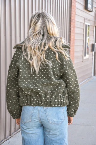 Mini Heart Fleece Zip Bomber