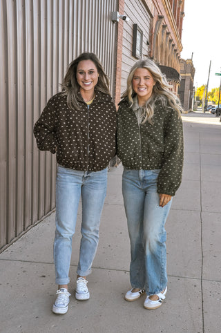 Mini Heart Fleece Zip Bomber