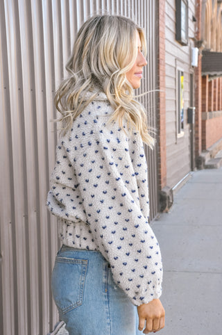 Mini Heart Fleece Zip Bomber