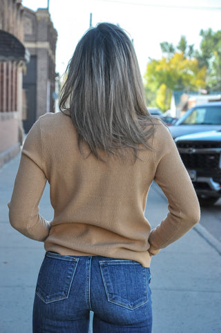 Mini Waffle Button Crew Knit