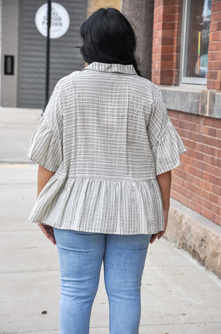 MisMatched Stripe Taupe Blouse