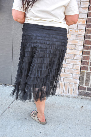 Miss Sparkling Tiered Midi Skirt