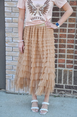 Miss Sparkling Tiered Midi Skirt