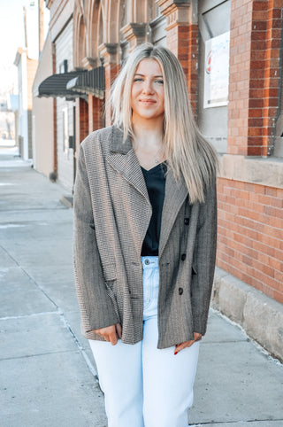 Mixed Pattern Oversized Blazer Jacket