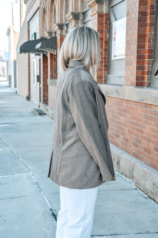 Mixed Pattern Oversized Blazer Jacket