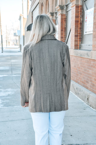 Mixed Pattern Oversized Blazer Jacket