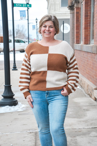 Mocha Cream Contrast Sweater