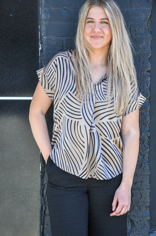 Mocha Marble Collared Short Sleeve Shirt