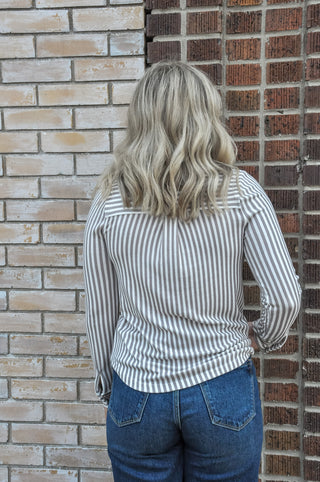 Mocha Striped Button-Down Shirt