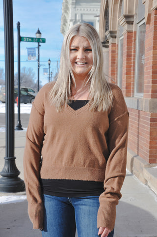 Mocha V-Neck Sweater