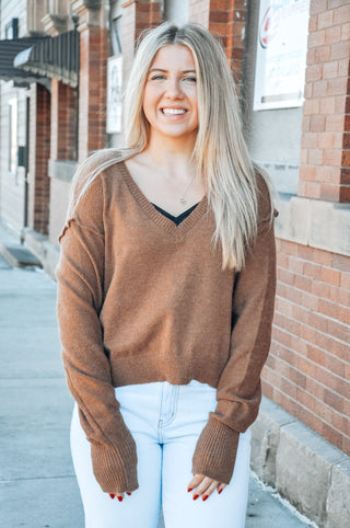 Mocha V-Neck Sweater