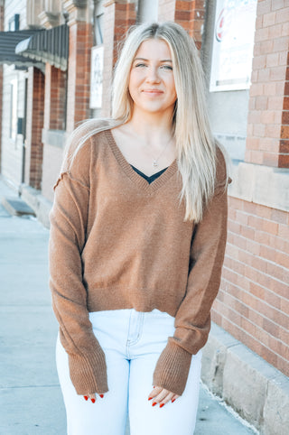 Mocha V-Neck Sweater