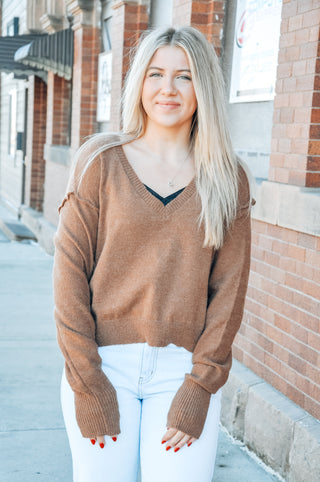 Mocha V-Neck Sweater