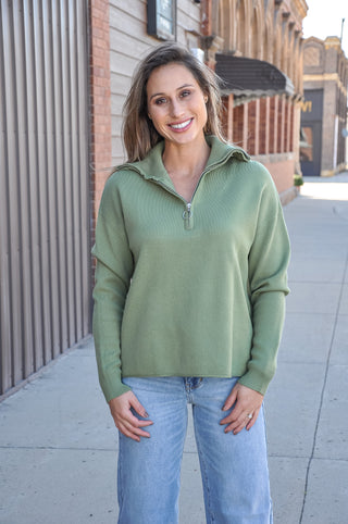 Mock Neck Half Zip Pullover Sweater