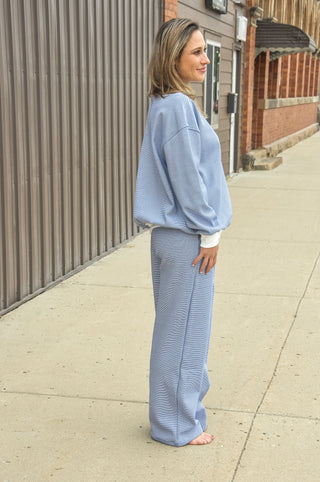 Mock Neck Striped Pant Set