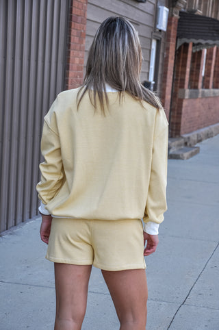 Mock Neck Striped Sweatshirt Short Set, view 8