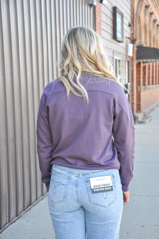 Mock Snap Button Neck Sweatshirt