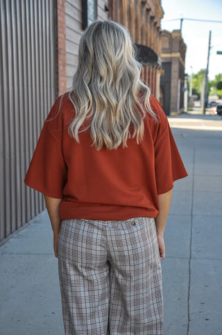 Mock Turtleneck Short Sleeve Pullover Top