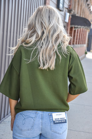 Mock Turtleneck Short Sleeve Pullover Top
