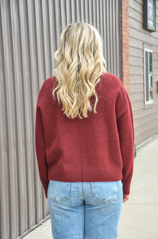 Mockneck Long Sleeve Ribbed Knit Sweater