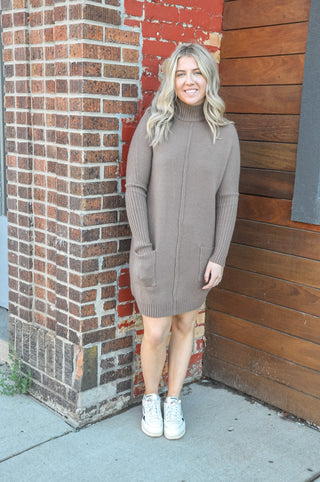 Modern Mock Neck Sweater Dress