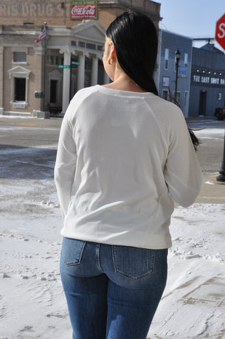 Monaco Rib Textured LS Knit Top