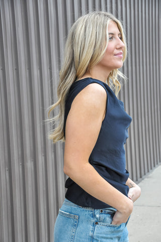 Moonrise Cowl Tie Satin Top