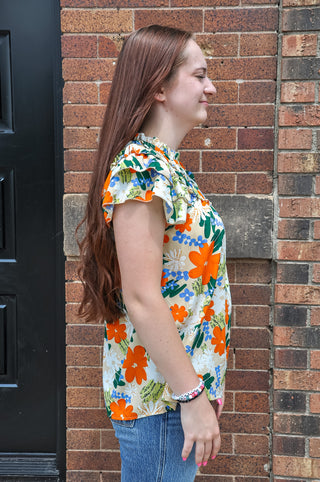 Multi-Color Floral Print Woven Top