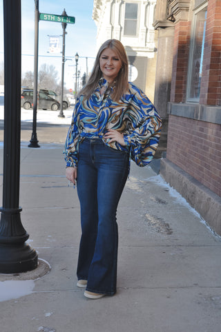 Multi Color Neck Tied Blouse