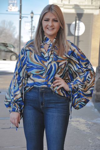 Multi Color Neck Tied Blouse