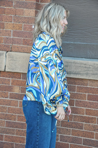 Multi Color Neck Tied Blouse