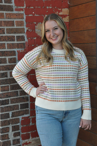 Multi Color Texture Stripe Sweater