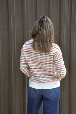 Multi Color Texture Striped Sweater