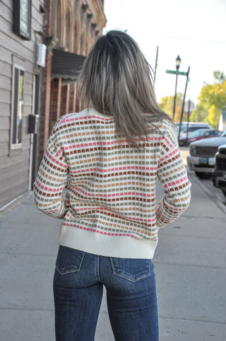 Multi Color Texture Striped Sweater, view 3 | JQ Clothing Co.