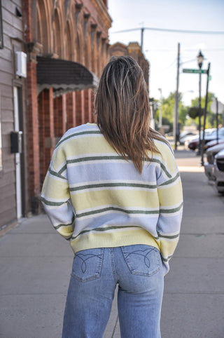 Multi Stripe Button Front Cardigan