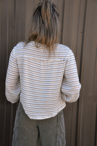 Multicolor Stripe LS Yoke Detail Top