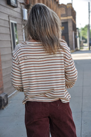 Multicolor Stripe LS Yoke Detail Top