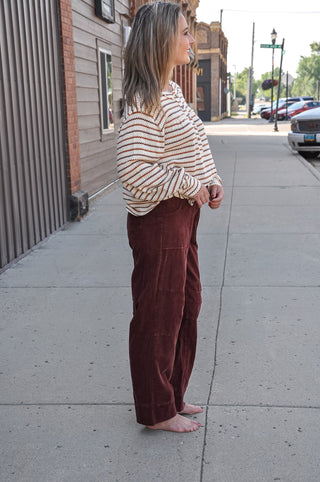 Multicolor Stripe LS Yoke Detail Top