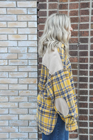 Mustard Plaid Acid Wash Shirt