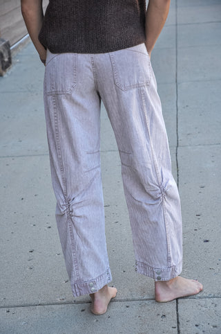 Muted Mauve Acid Washed Barrel Jeans