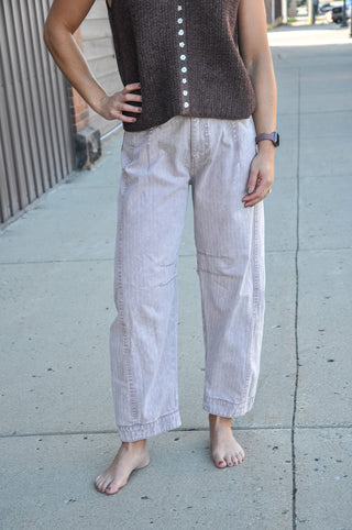 Muted Mauve Acid Washed Barrel Jeans