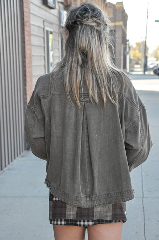 Muted Plaid Collar Jacket