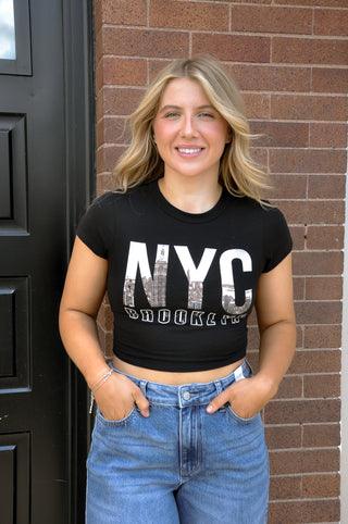 NYC Brooklyn Graphic Crop Top