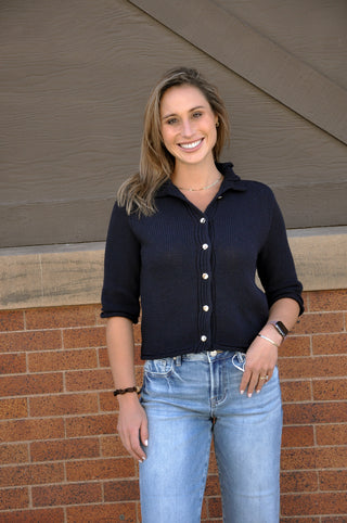 Navy Short Sleeve Cardigan
