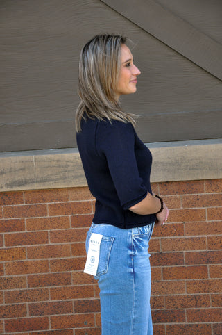 Navy Short Sleeve Cardigan